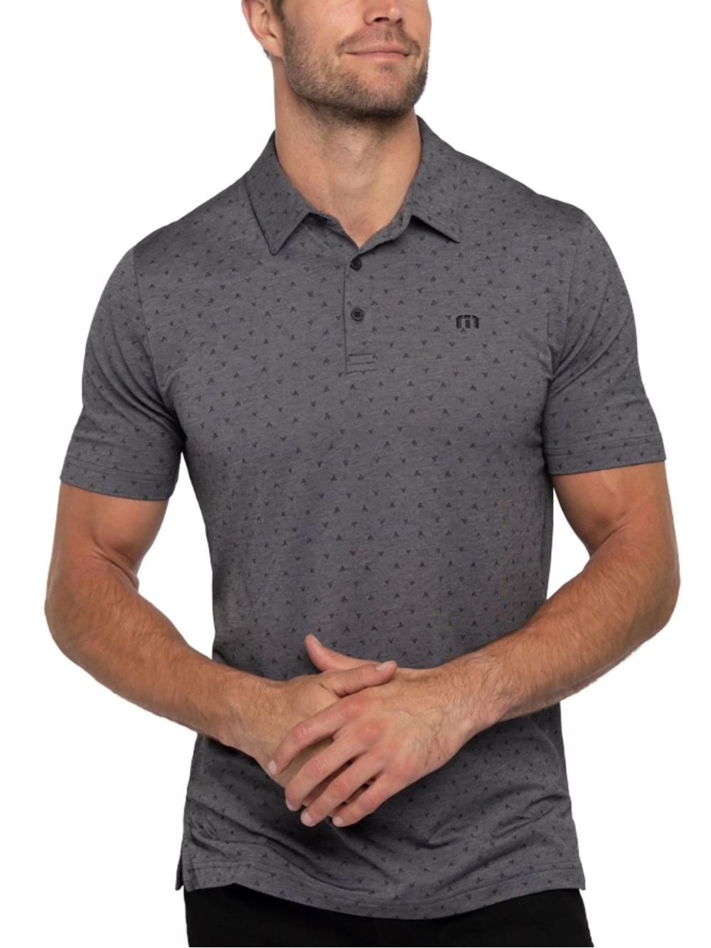 Travis Mathew Grey Change Of Address Golf Polo with sleeve embroidery size XXL